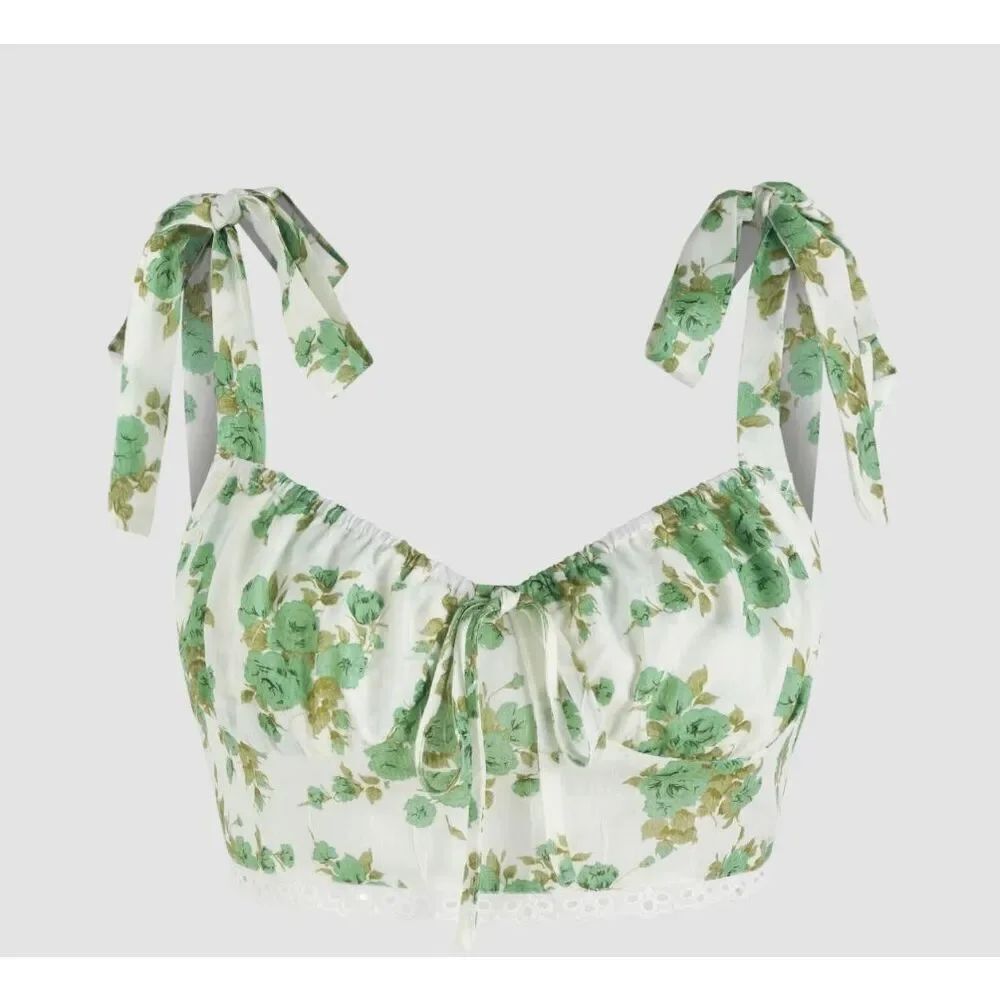 ✨Cider Floral Bowknot Cami Sz Small Crop Top✨